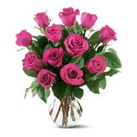 Send Pink Roses in Vase 12 Flowers