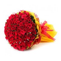 Red Roses Bouquet 150 Flowers for Bhai Dooj