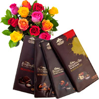 4 Cadbury Bournville Chocolates with 12 Mix Roses Bunch Bhai Dooj Gift hamper to India