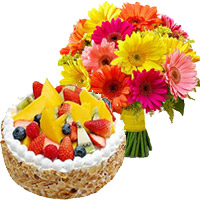 24 Mix Gerbera 1 Kg Fruit Cake From 5 Star Hotel Bhai Dooj gift hamper