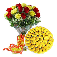 Rakhi Mava Peda Sweets with Flowers to India