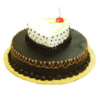 Cake Delivery in Udupi for 2-in-1 Heart Chocolate Vanilla Cake