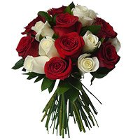 Buy Online Red White Roses Bouquet 18 Flowers to India