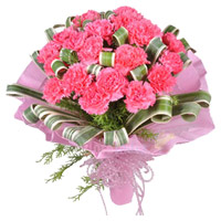 Karva Chauth Flowers to India : Pink Carnation Bouquet
