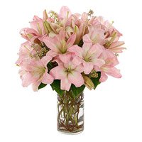 Send Flowers to India : Pink Lily Flowers to India : New Year Flowers to India