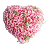 Send Pink Roses Heart 100 Flowers