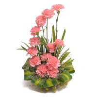 Pink Carnation Basket 24 Flowers with Rakhi Delivery in India