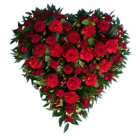 Valentine's Day Flowers Heart Arrangement of 50 Red Roses Carnation