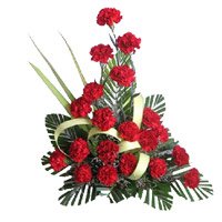 Online Red Carnation Arrangement 20 Flowers with Rakhi Delivery in India