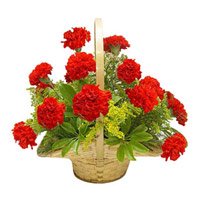 Valentine's Day Flowers Basket of Red Carnation to India