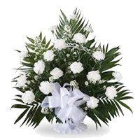 Rakhi with White Carnation Basket 18 Flower Delivery in India