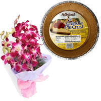 Flowers Bouquet with Heartland Chocolates Cookies to India