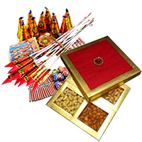 ry Fruits Box with Assorted Crackers Diwali Gifts in India