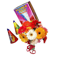 Mix Gerbera Bunch with 2 Box Flower Pot Diwali Gifts Delivery in India.