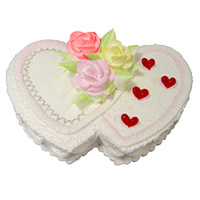2 Kg Double Heart Shape Pineapple Wedding Cake to India