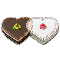 3 Kg Double Heart Chocolate Vanilla 2-in-1 Wedding Cake to India