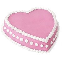 Same Day Rakhi Delivery in India with 1 Kg Eggless Heart Shape Strawberry Cakes in India