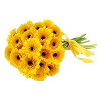 Deliver Yellow Gerbera Bouquet Flowers with Rakhi to India