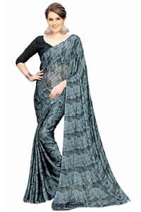 Send Online Printed Importer Chiffon Silk Sarees 20 Karwa Chauth gift