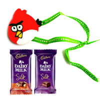 Send Kids Rakhi Angry Bird with Dairy Milk Chocolate to India