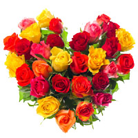 Buy Mixed Roses Heart 30 Flowers