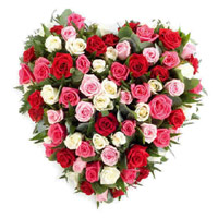 Buy Mixed Roses Heart 40 Flowers