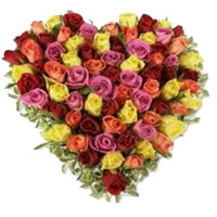Online Mixed Roses Heart 50 Flowers