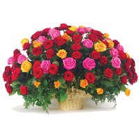 Send Mixed Roses Basket 100 Flowers Delivery in India
