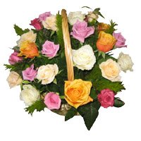 Online Mixed Roses Basket 20 Flowers