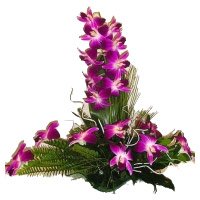 Purple Orchids Flower Arrangement with Rakhi