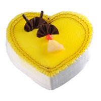 Send Online Pineapple Valentine's day Cake in Heart Shape 3 Kg