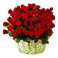 Red Roses Basket 36 Flowers for Valentine's Day