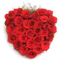 Same Day Valentine's Day Red Roses Heart Arrangement 36 Flowers Delivery in India