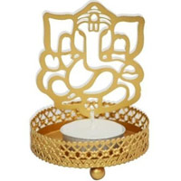 Diwali Gifts Delivery : Divine Ganesha ji Decor Metal Shadow Tealight Candle Holder