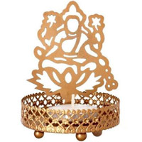 Diwali Gifts Delivery : Divine Laxmi ji Decor Metal Shadow Tealight Candle Holder