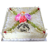 Send online Square Shape White Forest Cake to India