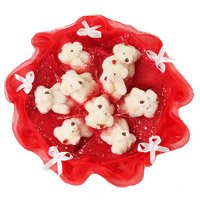Bouquet of 9 cuddly Valentine's Day Teddy Bears - 4 Inch Each