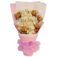 Bouquet of 11 Lovely Valentine's Day Teddy Bears - 4 Inch Each