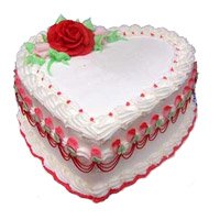 Vanilla Valentine's day Cake in Heart Shape 3 Kg to India
