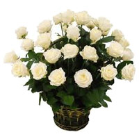 White Rose Basket for wedding 24 Flowers to India