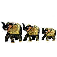 Home Decor Set of 3 Wooden Handcrafted Elephants online