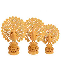 Home Decor Handicrafts Wooden Peacock gift to India