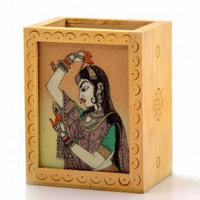 Send Home Decor Rajasthani Wooden Pen Stand gift to India