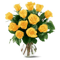 Flowers to India : 12 Yellow Roses Vase