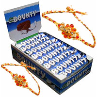 Rakhi with Bounty Chocolate Delivery in India