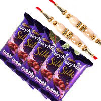 Send Rakhi Gifts Cadbury Silk Bubbly Chocolate With Rakhi to India
