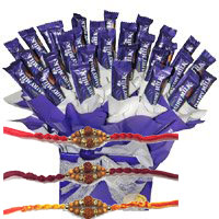 Deliver Rakhi and Dairy Milk Chocolate Bouquet to India