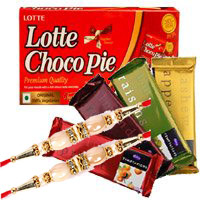 Send Rakhi Gifts Chocolate and Rakhi to India including 4 Cadbury Temptation Bars with Chocopie