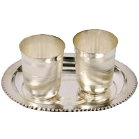2 Pcs Silver Glasses in Silver Tray for karwa chauth sargi gift